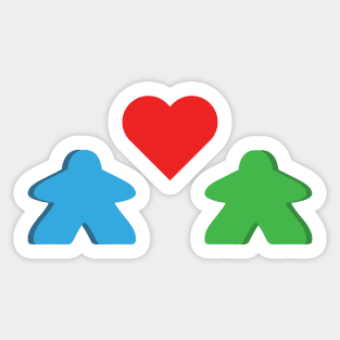 Blue And Green Meeple Couple Board Game Valentine's Day Sticker